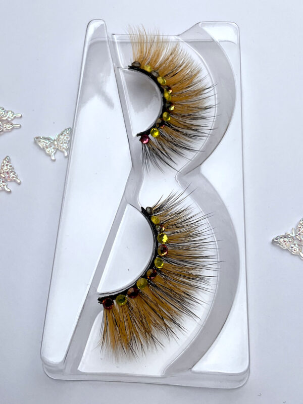 Orange Bedazzled Diamond False Lashes - Image 4