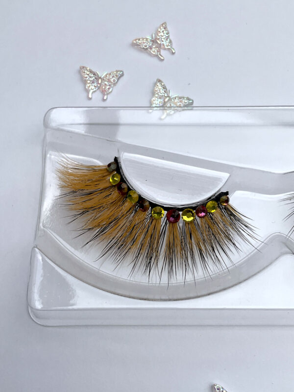 Orange Bedazzled Diamond False Lashes - Image 3