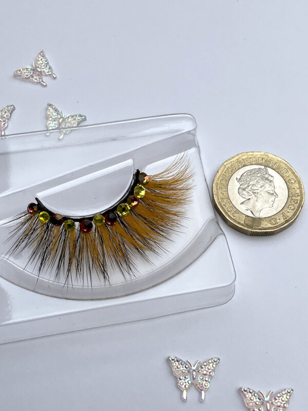 Orange Bedazzled Diamond False Lashes - Image 6