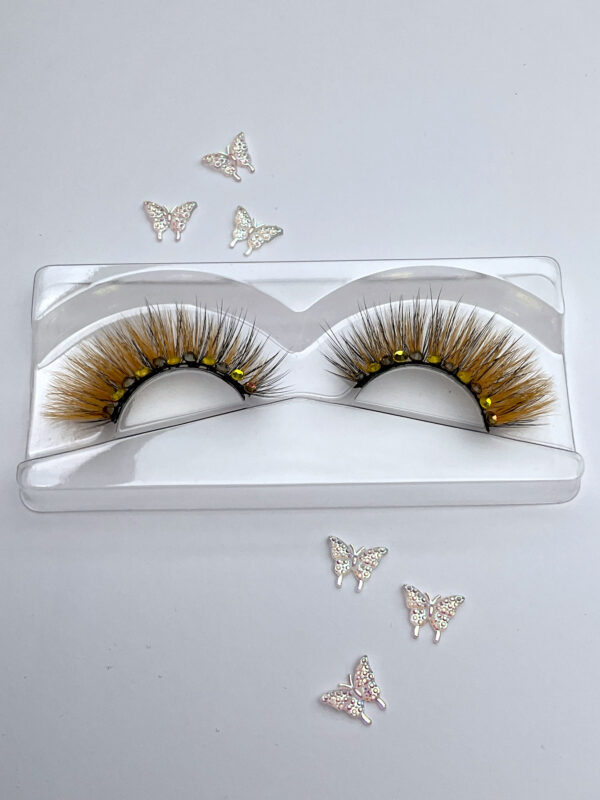 Orange Bedazzled Diamond False Lashes - Image 5