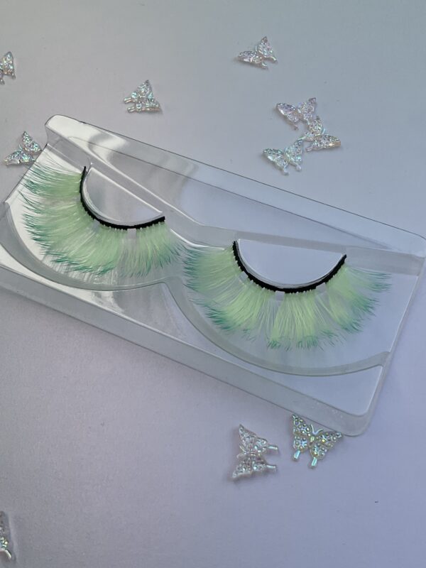 Peppermint Pale Mint and Teal False Lashes Eyelashes - Image 2