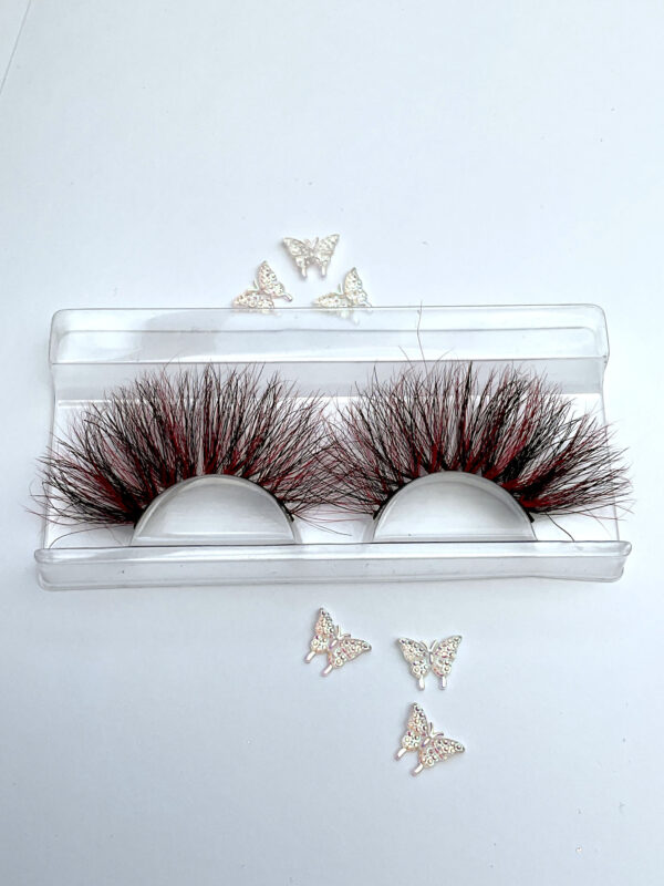 Raquel Red and Black Jumbo 25mm False Lashes - Image 2