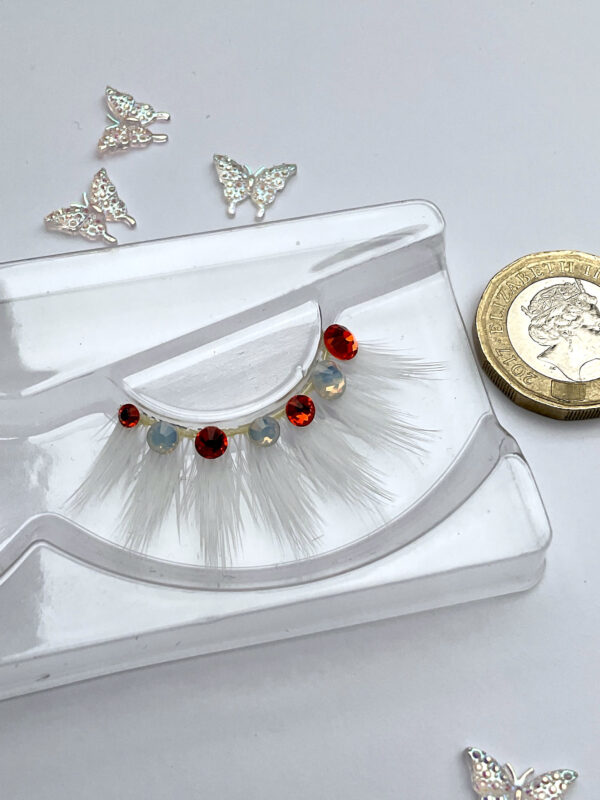 Orange Bedazzled Wilma White False Lashes - Image 4