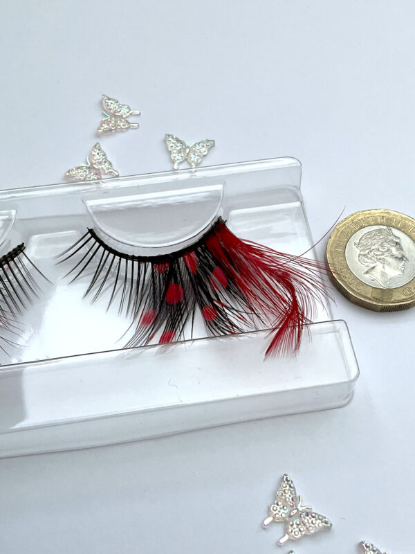 Valentine Red and Black Spot Feather Wing False Lashes - Image 6