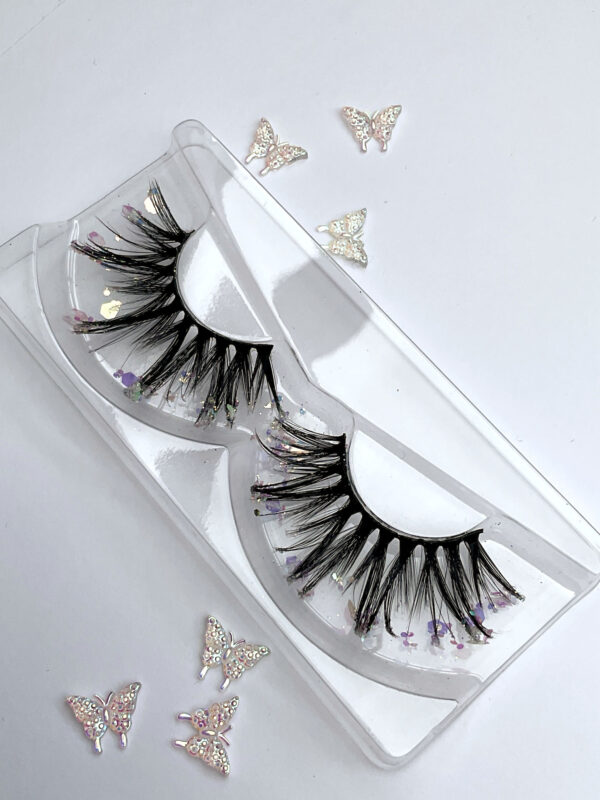 Icy Lilac Glitter Coated Jumbo False Lashes - Image 2