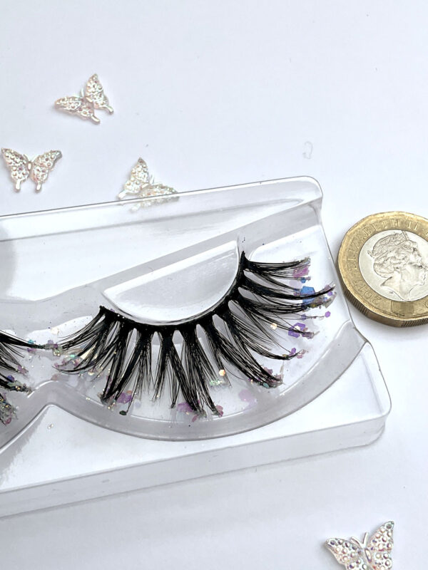 Icy Lilac Glitter Coated Jumbo False Lashes - Image 6