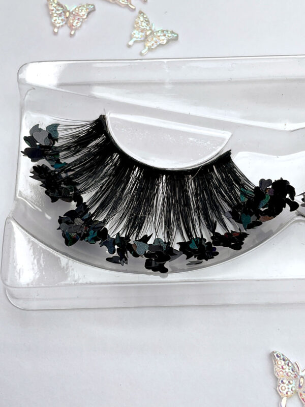 Midnight Black Holo Glitter Coated False Lashes - Image 3