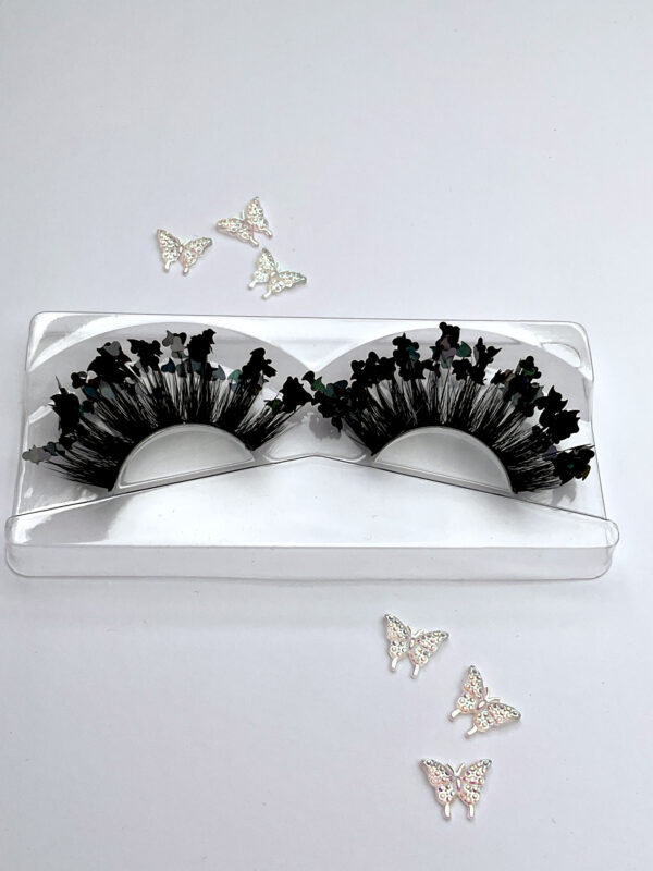 Midnight Black Holo Glitter Coated False Lashes - Image 5