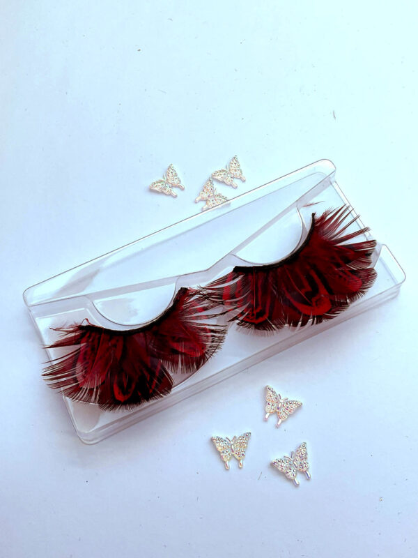 Spicy Red and Black Feather False Lashes