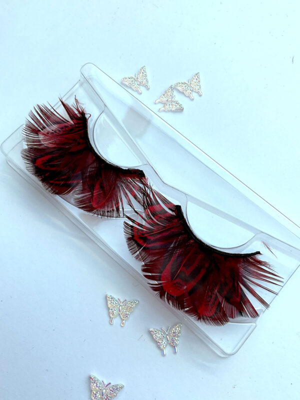 Spicy Red and Black Feather False Lashes - Image 2