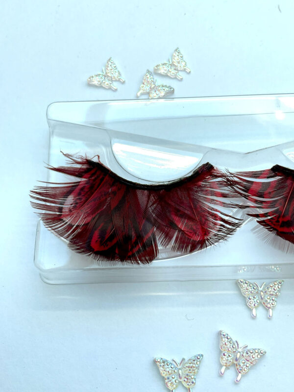 Spicy Red and Black Feather False Lashes - Image 3