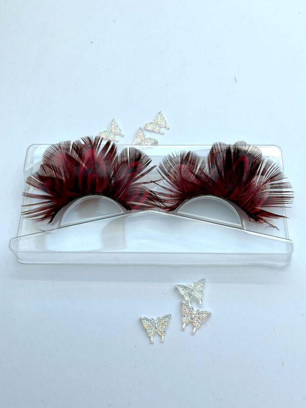 Spicy Red and Black Feather False Lashes - Image 5