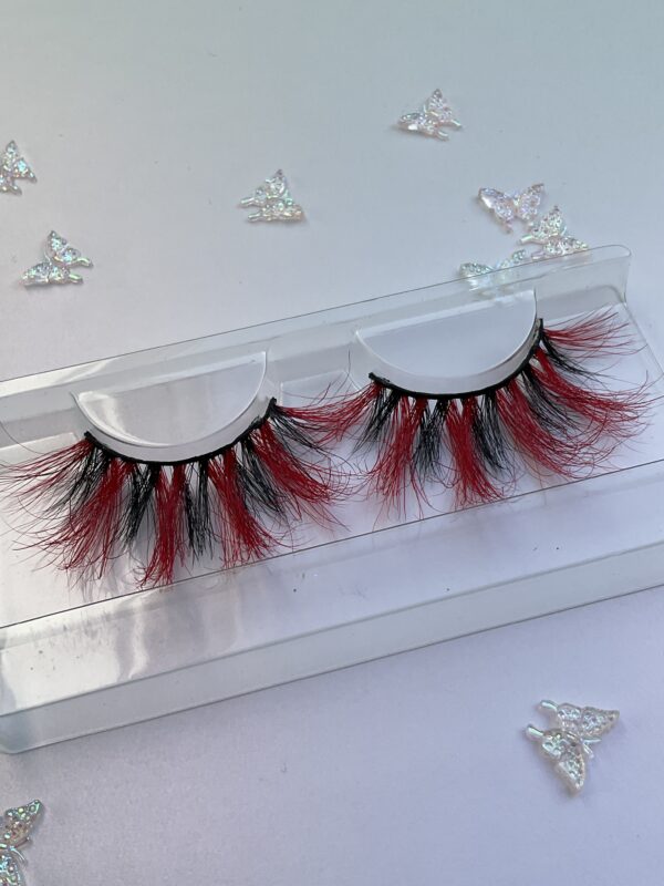 Ruthie Red and Black Jumbo False Lashes