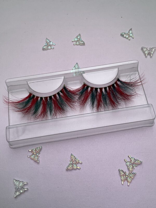 Christa Red and Green Stripe Jumbo False Lashes 25mm