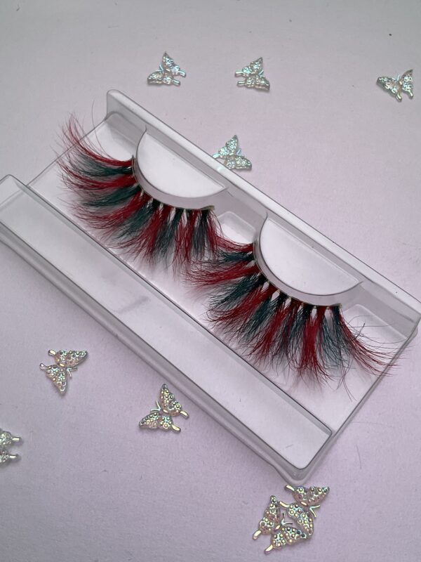 Christa Red and Green Stripe Jumbo False Lashes 25mm - Image 6