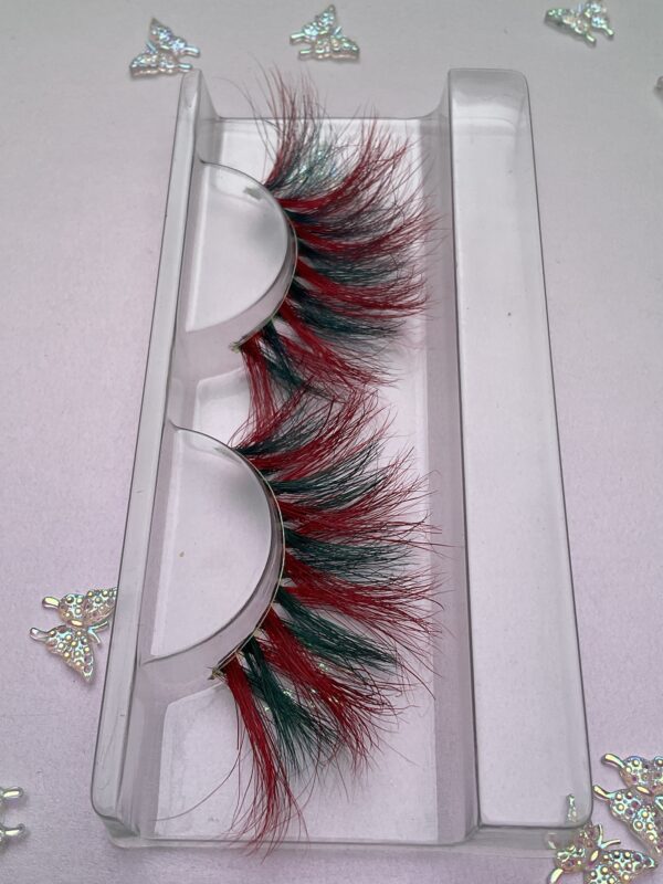 Christa Red and Green Stripe Jumbo False Lashes 25mm - Image 5