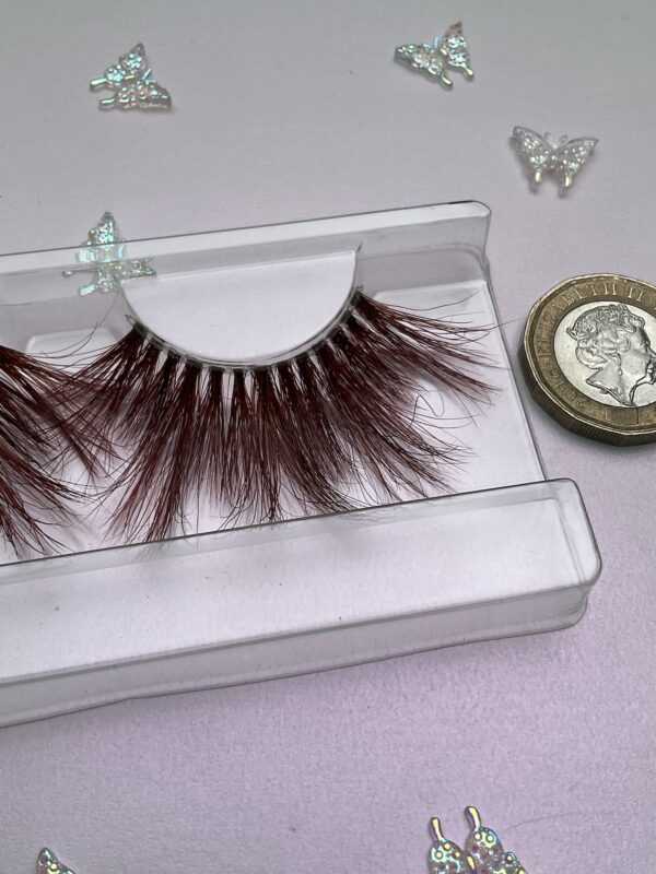 Cocoa Reddish Brown Jumbo False Lashes 25mm - Image 6