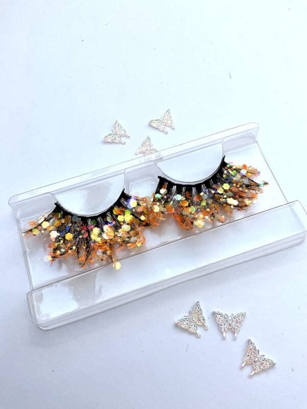 Fresh Orange Glitter Coated Jumbo False Lashes