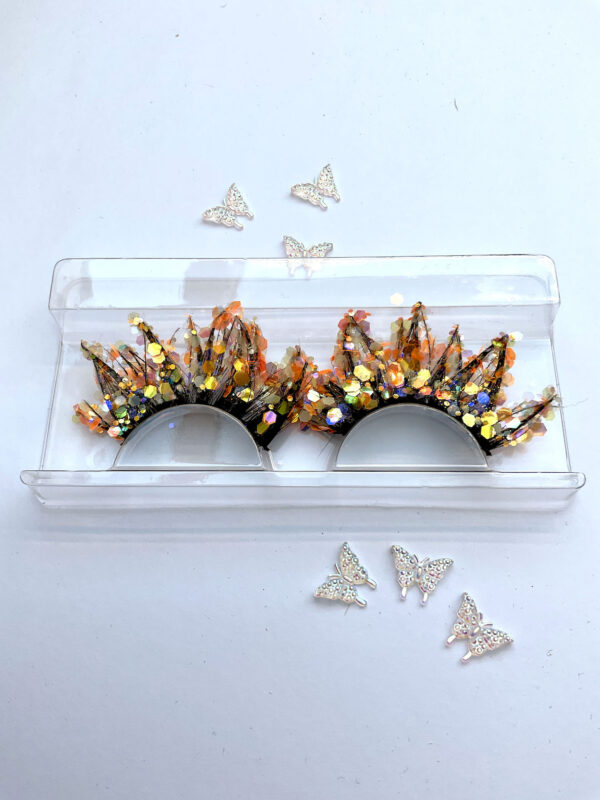 Fresh Orange Glitter Coated Jumbo False Lashes - Image 5